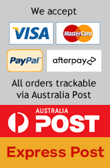 We accept Visa, Mastercard, Paypal and Afterpay and deliver via Australia Post